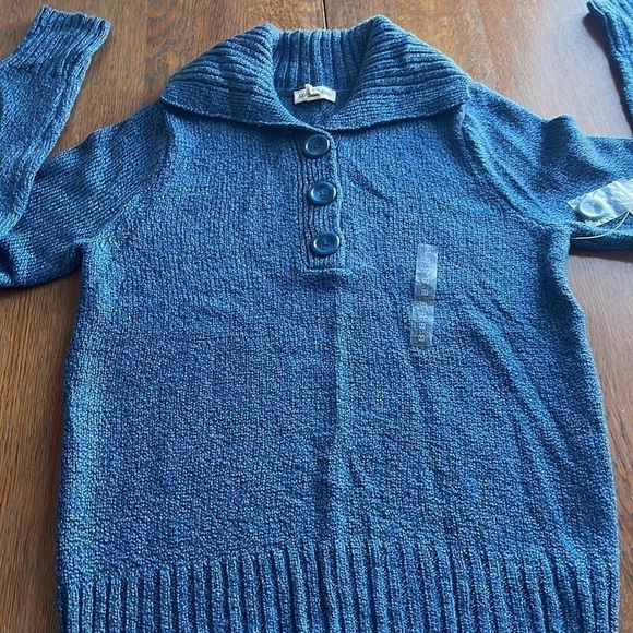 NWT St. Johns Bay shawl collar sweater 3 button V-neck closure size M blue - Picture 6 of 14